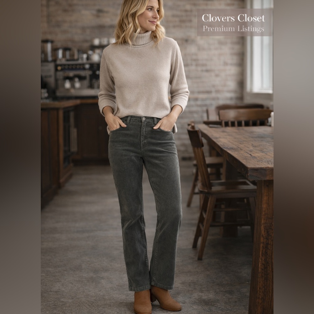 Talbots 12P Gray Corduroy Pants Women Straight Stretch